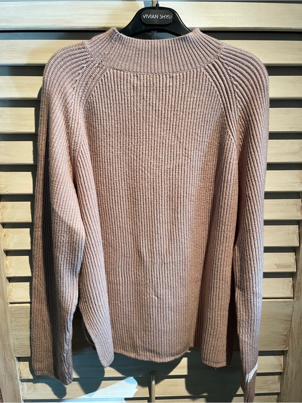 Brian Bailey- Ribbed Crew Neck Sweater in Blush Taupe - SzM - Picture 7 of 13